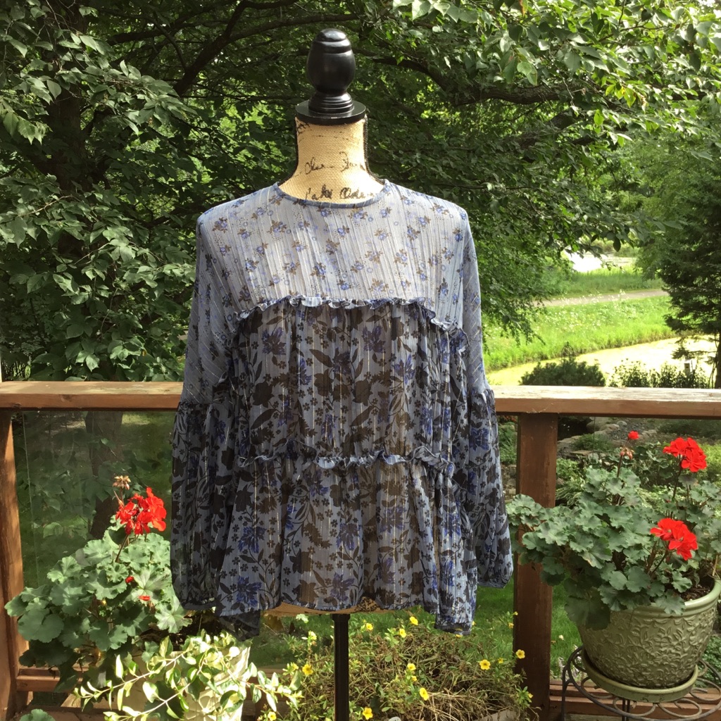 Zara Basic Boho Sheer Top Euc